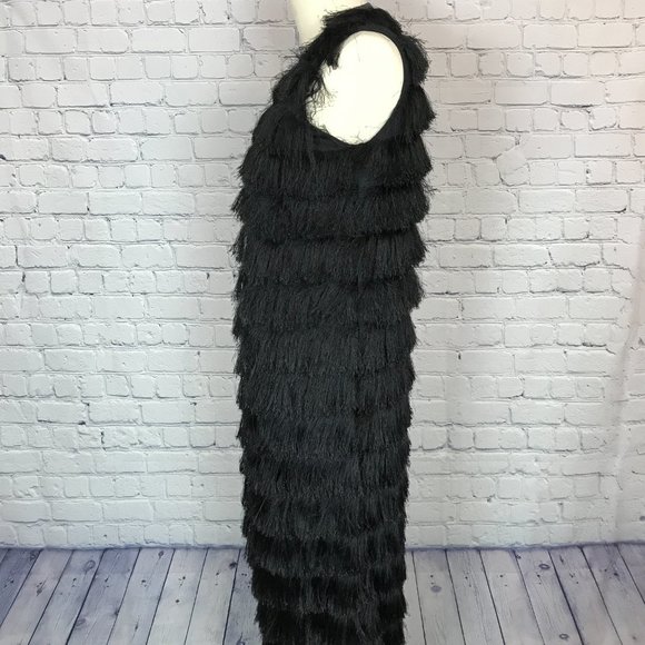 H&M Divided Womens Black Fringe Open Front Vest - Picture 3 of 5